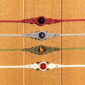 Weave - Gargantilha de macramê com cristais curativos, colar gargantilha boho hippie, joias de cristal natural, joias boho, gargantilha personalizável