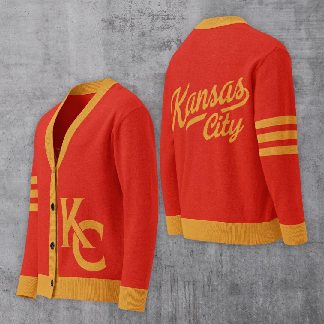 Kc Letters Yellow Kansas City Red and Yellow Letterman Cardigan - Etsy