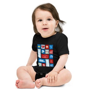 Kansas City Stamp Baby Onesie • KC Landmark Infant Bodysuit • Soft Cotton Graphic One Piece • Midwest Baby Gift • Snap Closure Romper