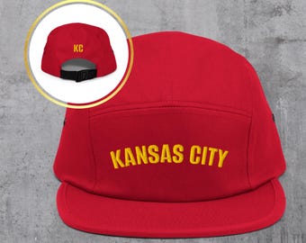 Kansas City Camper Hat: Red 5-Panel with Yellow KC Embroidery