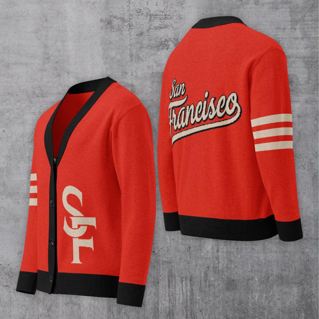 Discover San Francisco Red and Black Letterman Cardigan