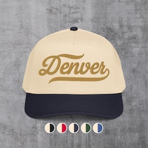 Gorra Denver Script / Gorra Snapback de 5 paneles estilo vintage