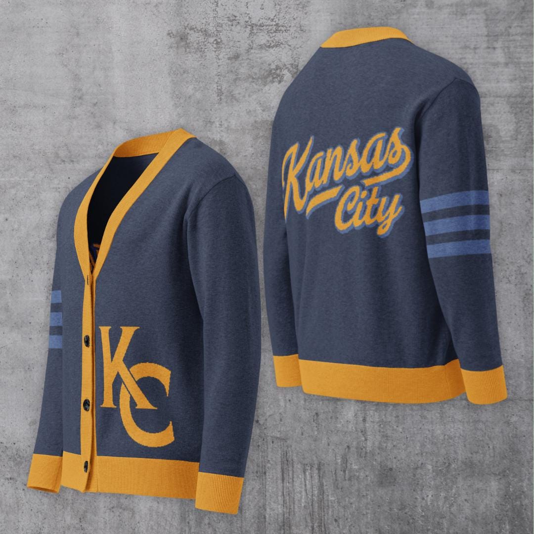 Kc Letters Yellow Kansas City Navy and Yellow Letterman Cardigan - Etsy