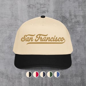 San Francisco Script Hat | Vintage Style 5 Panel Snapback Cap