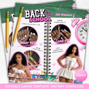Back 2 School Flyer | Editable Canva Template | August Booking | Install Specials | Hair Flyer | Back To School, Beauty Flyer