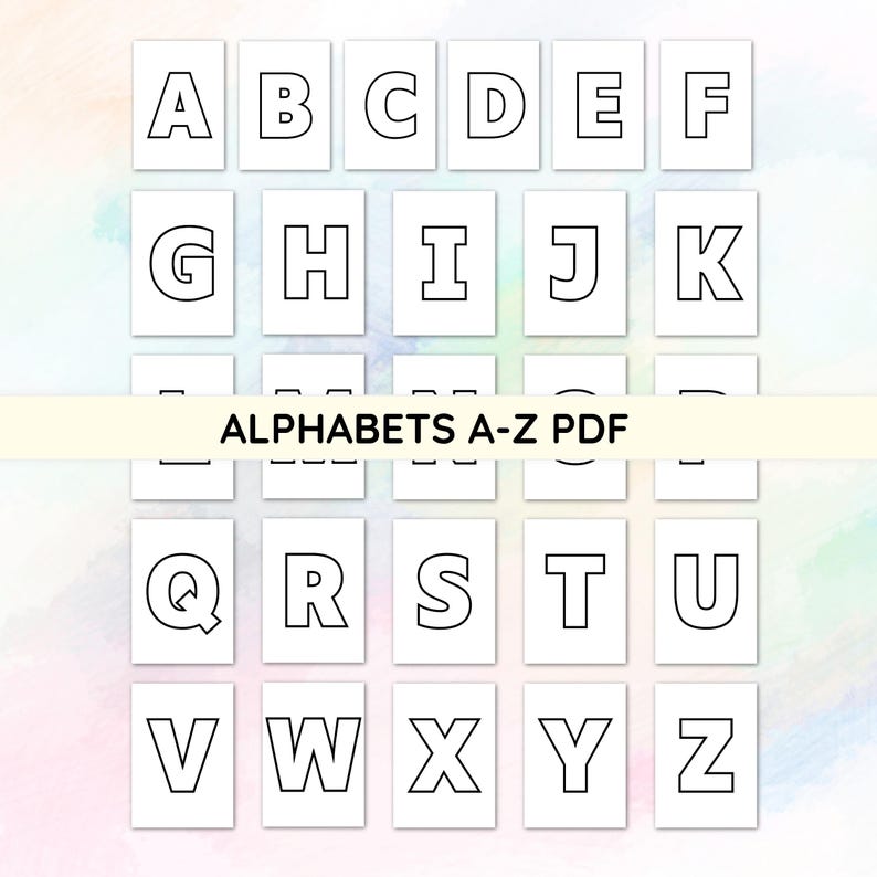 Block Bubble Letters Template PDF & PNG 6" (15 cm) Large Uppercase ...