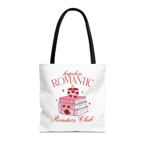 Hopeless Romantic Readers Club Tote Bag | Literary Gift for Book Lovers, Reading Accessory, Bookish Tote, Booktok