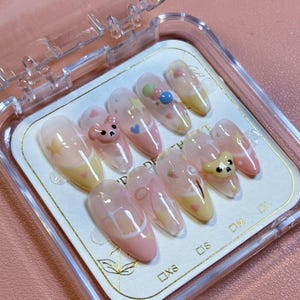 Kawaii-nails/Birthday Nails/Summer Nails/Spring vibes/French pink/Butter yellow