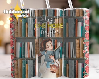 20 Unzen Prinzessin Belle, nur noch ein Kapitel Tumbler Wrap, PNG, Sublimationsdesign, Buchliebhaber
