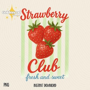 Strawberry Club png, vintage strawberry , strawberry festival png, berry png, summer png, strawberries clipart, strawberry sublimation, dtf