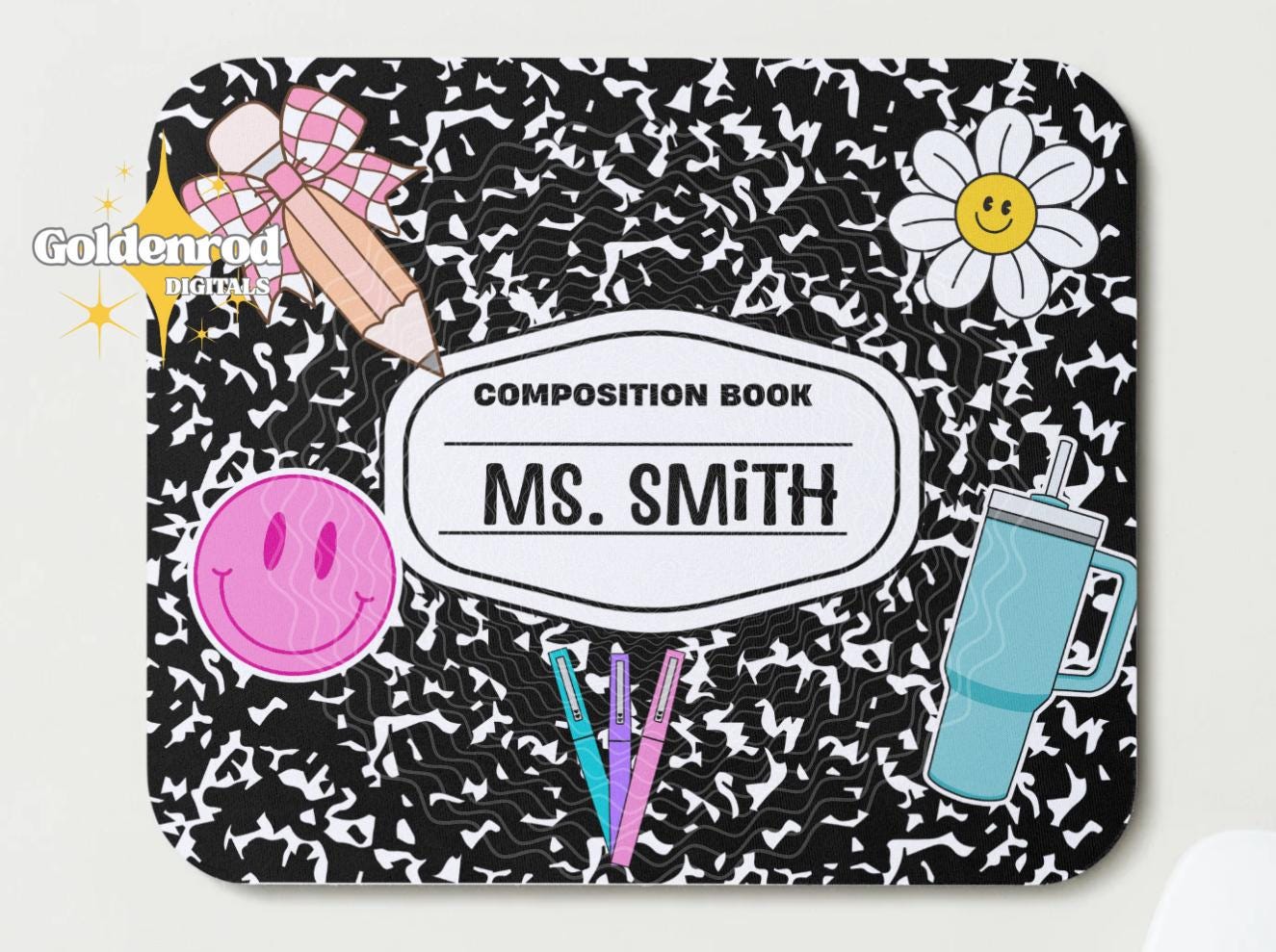 Editable Teacher Mouse Pad - Composition Notebook - Back To School - Teacher Gift - Canva Template, Digital Download - Teacher Appreciation