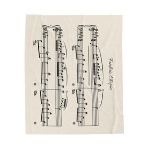 Chopin Piano Concerto No 1 Romance Blanket, Sheet Music Throw Blanket, Classical Music Gift, Pianist Gift, Velveteen Plush Blanket