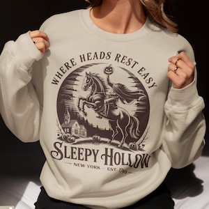 Sleepy Hollow Crewneck Sweatshirt: Unisex Cotton-Blend Fleece, Vintage Halloween Style