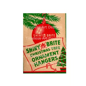 Shiny Brite Printable Digital Download Image, Antique Box Cover, Shiny Brite ChristmasTree Ornament Hangers, Vintage Box Front Image!