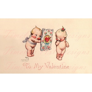 Digital Download Image, Adorable Kewpie Couple, Vintage Valentine Card. Rose O Neill Art, Kewpie Printable!