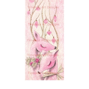 Digital Download Pink Retro Weihnachten Rentier Druckbare Pink Glitter Vintage Weihnachtskarte Weihnachtskarte Pinkmas kokett Shabby Clipart!