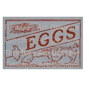 Descarga digital instantánea de imágenes, letrero antiguo de huevos de Pascua, anuncio de huevos, letrero primitivo de granja vintage, gallinas, ¡imprimible de Pascua!