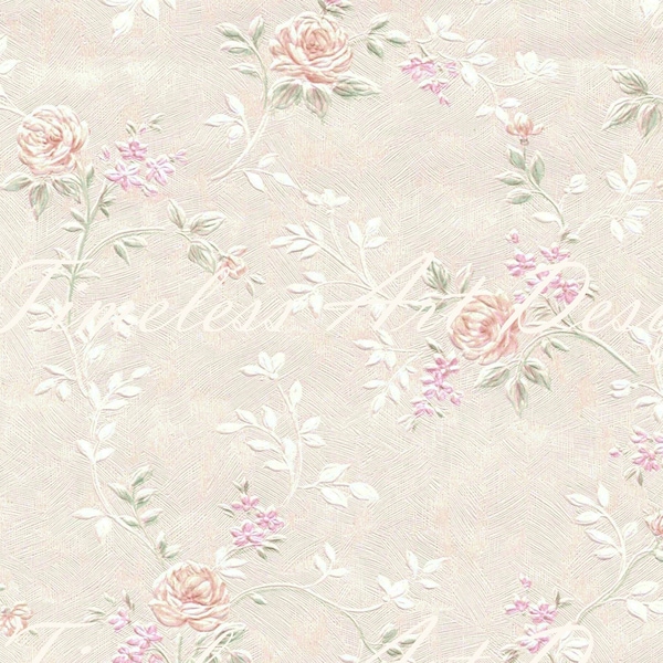 Vintage Wallpaper Printable, Digital Download, Embossed Floral Peachy Roses, Junk Journal Page, Digital Paper, Paper Crafts!