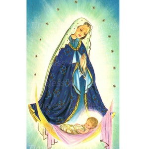 Digital Download Image, Stunning Madonna & Child, Baby Jesus, Blessed Mother Mary, Vintage Holy Card. Religious Printable!