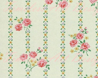 Vintage Wallpaper Printable, Digital Download, Pink Flowers, Junk Journals, Paper Crafts!