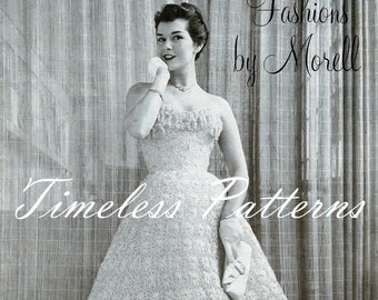 Instant Digital Download Gorgeous Vintage 1950's Ribbon Crochet Daisy Dress Pattern.  4 JPGs