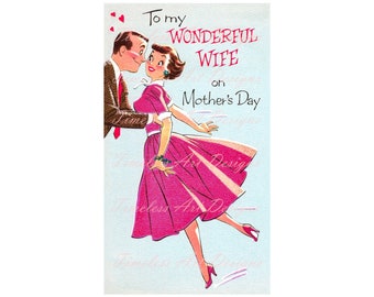 Digital Download Mothers Day Card Printable Cute Retro Loving Husband & Wife Vintage Kitschy Greeting Card Booklet!