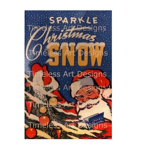 Digitaler Download Bild, Antike Box Weihnachtsschnee, Antike Box Grafik, Vintage Santa Claus Box Bild, Weihnachten Printable.