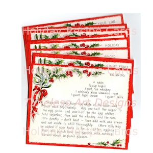 Receitas Vintage para Imprimir Download Digital Instantâneo 12 Receitas Vintage para Férias Cartões de Receitas Retro de Natal para Imprimir PDF