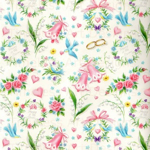 Sofortiger digitaler Download, schöne Blumen, Drosseln, Hochzeit, Vintage Brautparty Geschenkpapier, Tapete, digitales Papier!