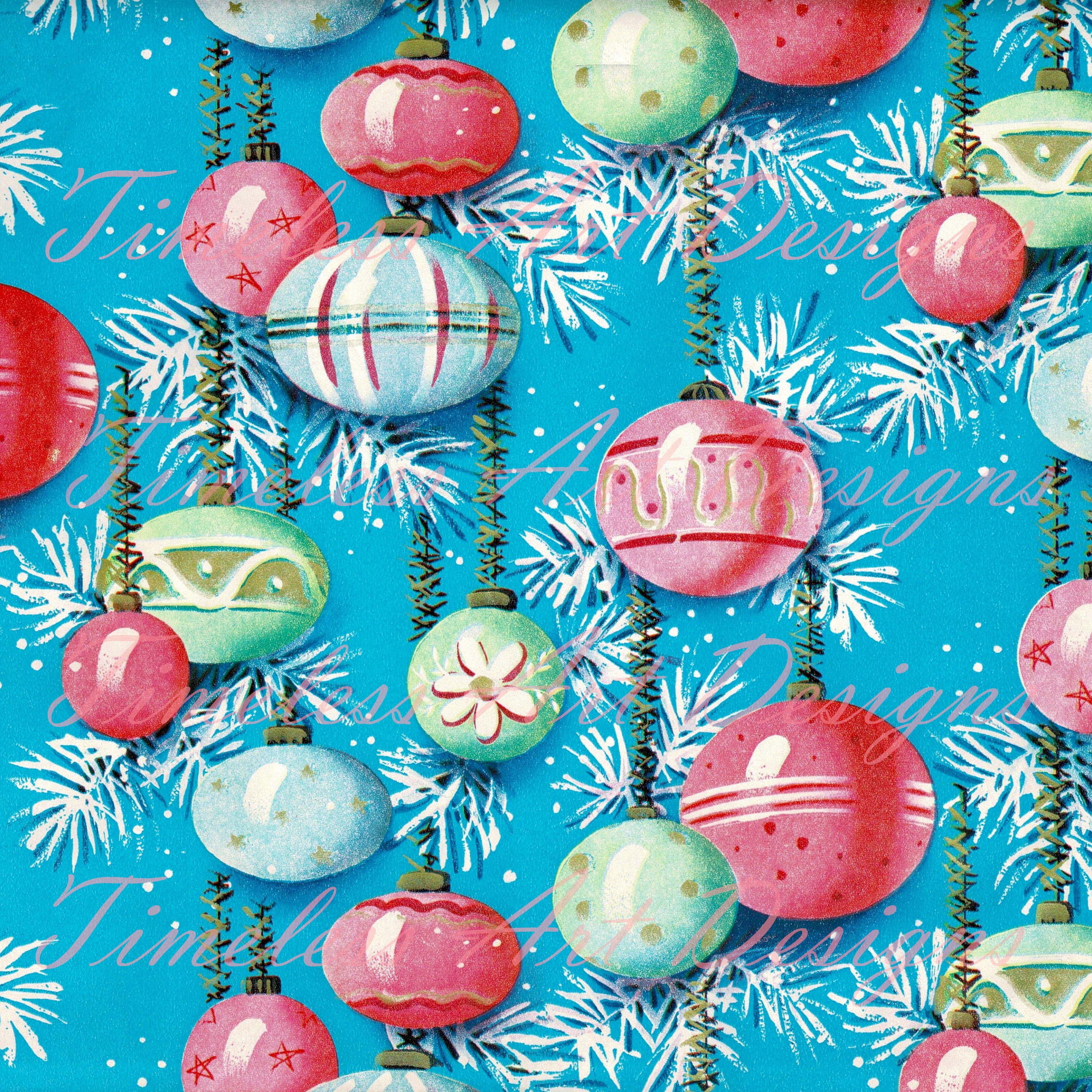 Vintage Retro Christmas Shiny Brites Ornaments Printable