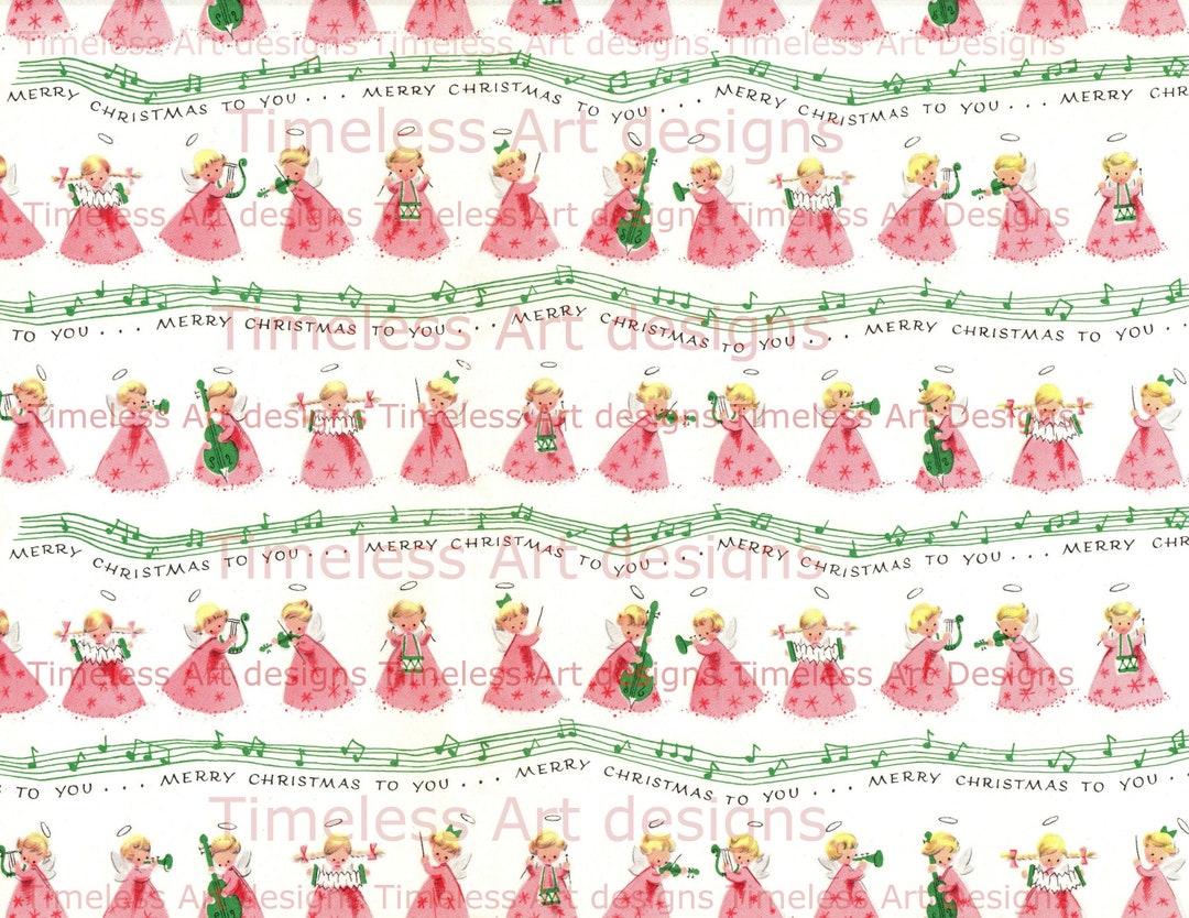 Digital Download Image Adorable Angels in Pink With Musical Instruments ...