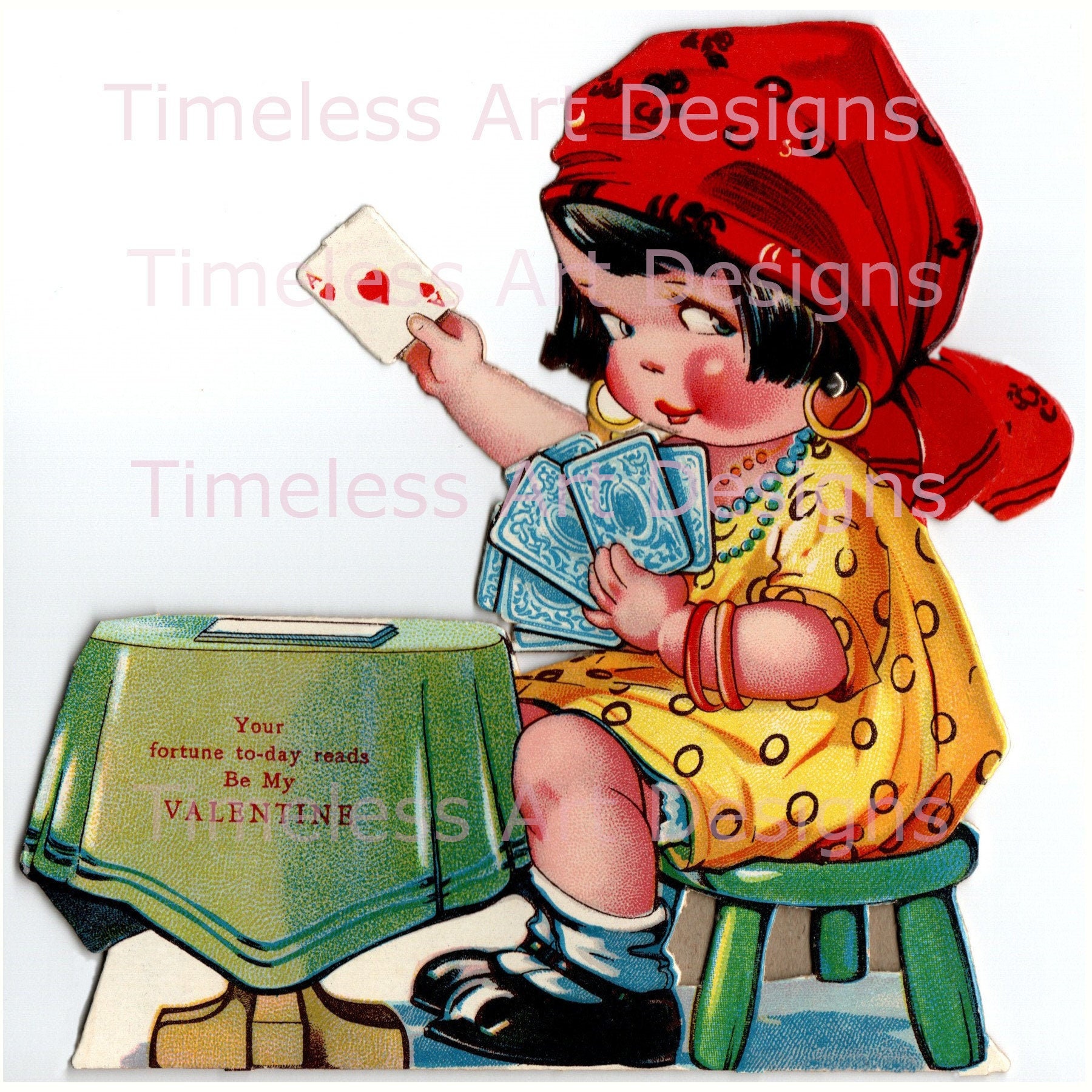 Digital Download Image. Cute Fortune Teller Girl, Gypsy Girl