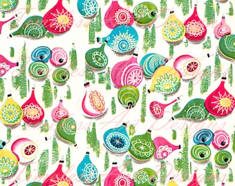 Vintage Printable Shiny Brites Gift Wrap Paper Instant Digital Download Image Retro Christmas Ornaments Holiday/Christmas Wrapping Paper!