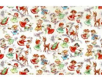Digital Download Retro Gift Wrap Paper Printable Cute Holiday Angel Cherubs With Reindeer Vintage Christmas Wrapping Paper For Crafts!