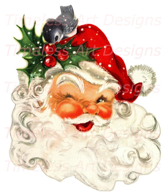 Digital Download Image Jolly Old Santa Claus Face Winking - Etsy Digital Download Image Jolly Old Santa Claus Face Winking - Etsy