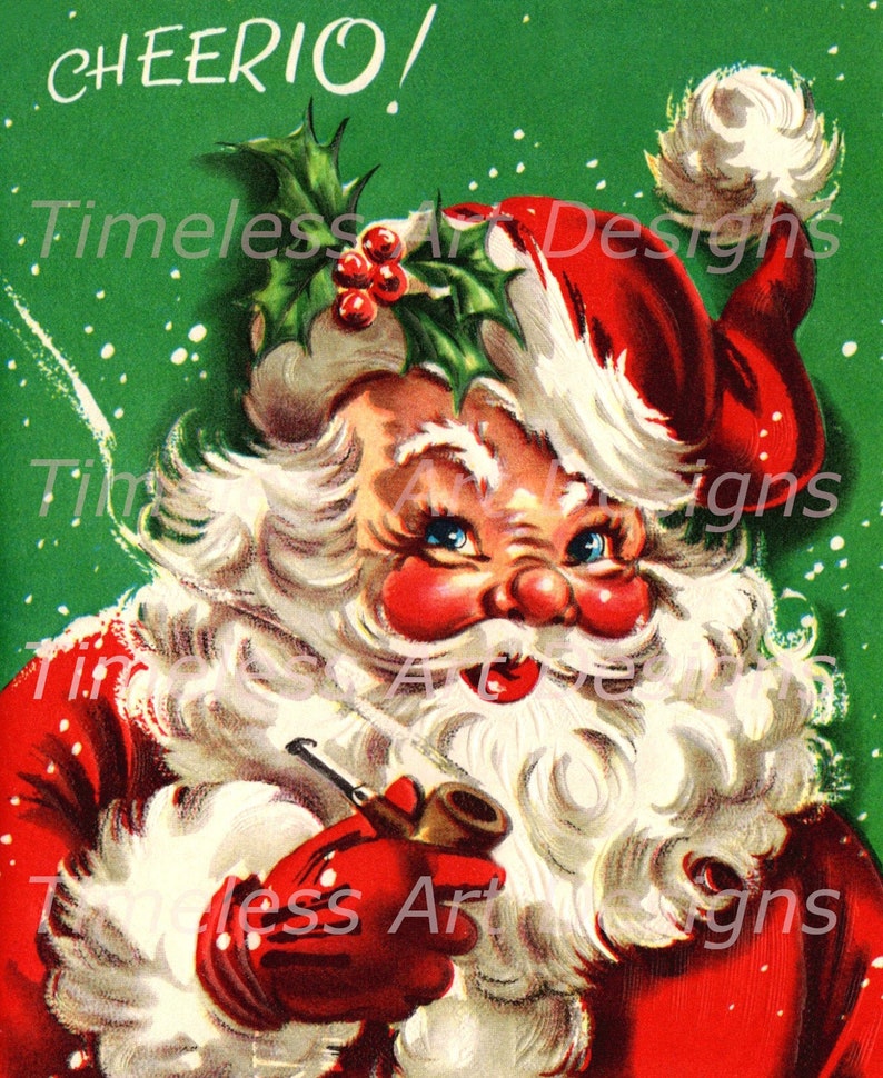 Digital Download Image Jolly Old Santa Claus Smoking His Pipe - Etsy