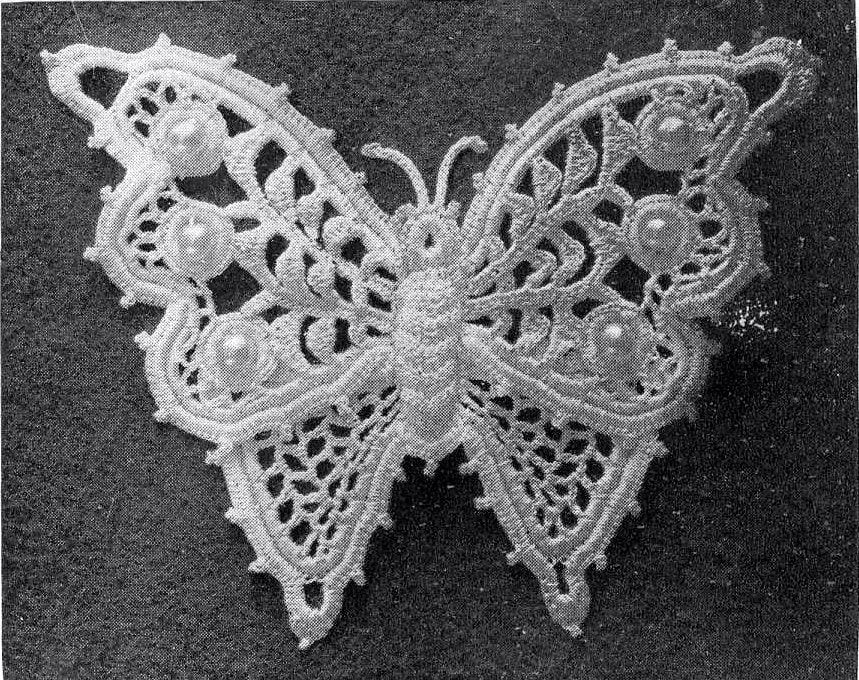 37 Irish Crochet Patterns: Traditional Motifs, Vintage Lace, and Modern Irish-Inspired... 29 ~ 1912 Irish Crochet Butterfly With Pearl Beads