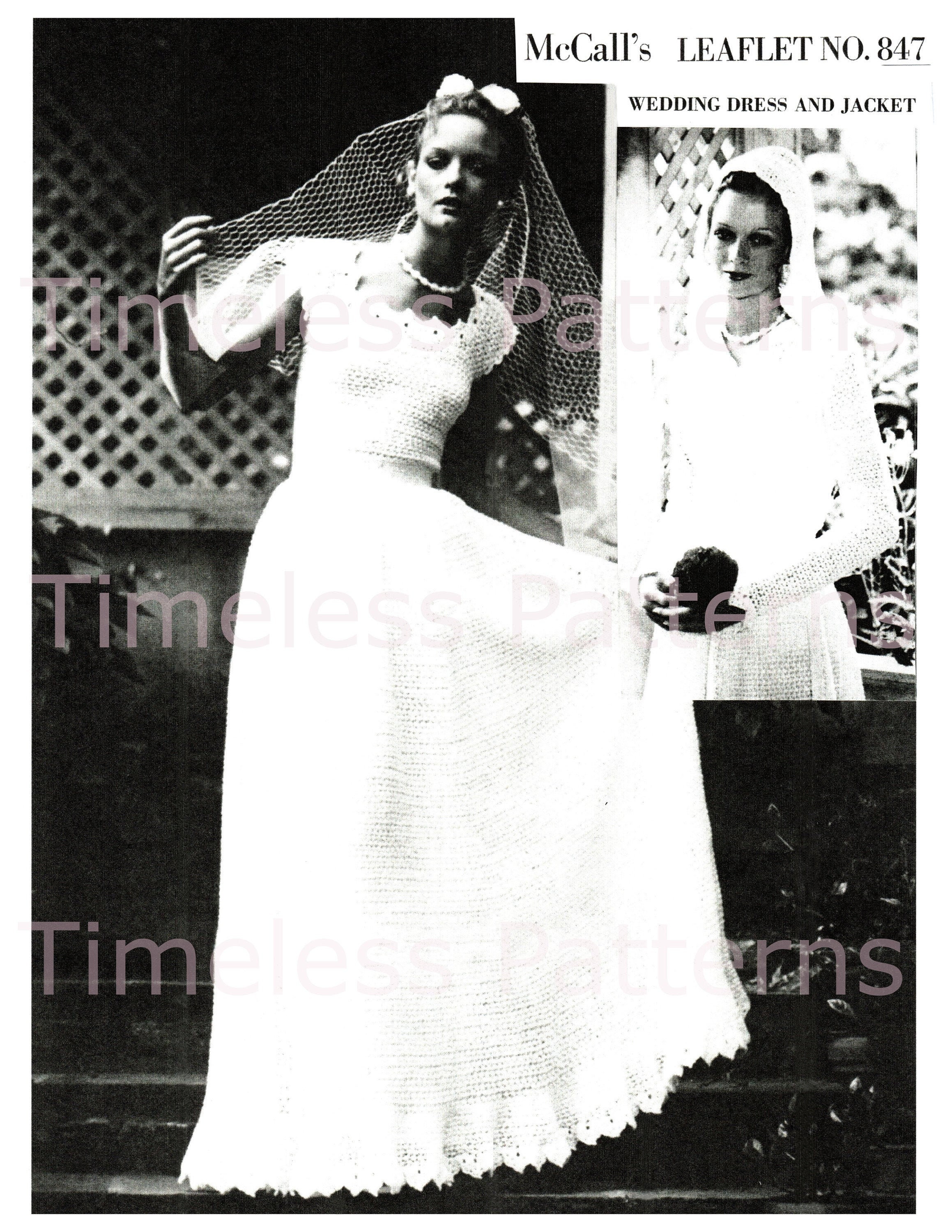 30 Crochet Wedding Dresses for a Handmade Bridal Look 2 Vintage 1970s Boho Wedding Dress and Hooded Jacket