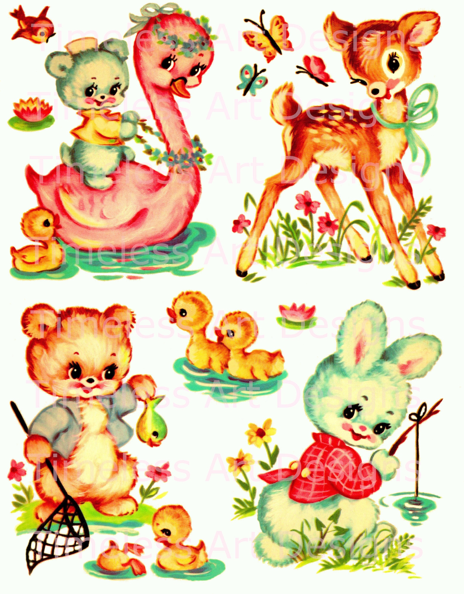 Digital Download Image Adorable Little Baby Animals Vintage Etsy