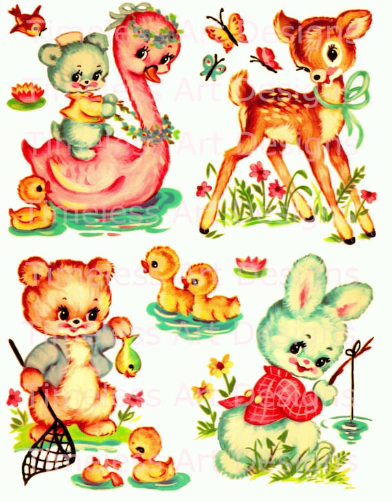 Digital Download Image Adorable Little Baby Animals Vintage Etsy