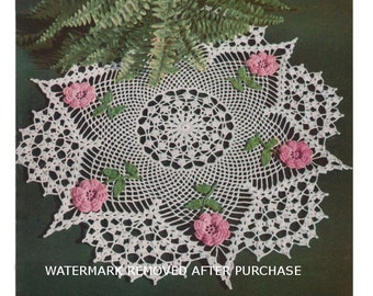 ¡Hermoso patrón de crochet para tapete de rosas irlandesas vintage en formato PDF, descarga digital instantánea!