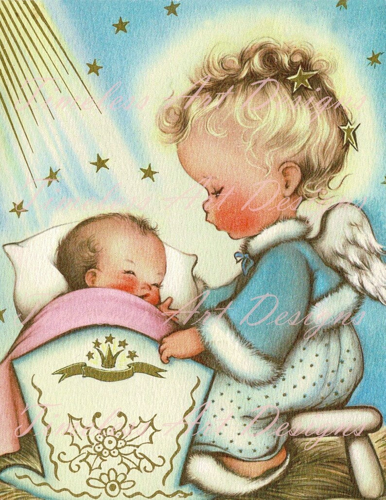 Digital Download Image Darling Little Angel With Baby Jesus - Etsy
