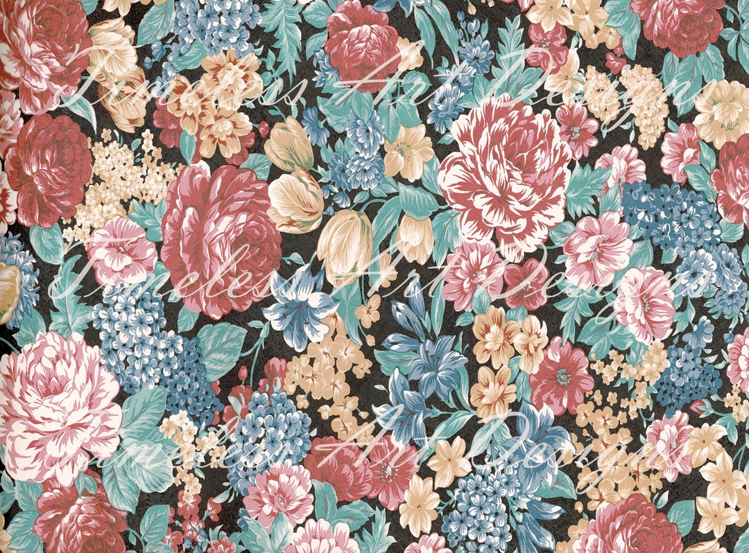 Vintage Wallpaper Printable, Digital Download, Beautiful Flowers, Junk ...