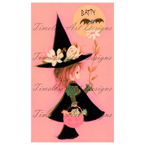 Strega di Halloween retrò vintage stampabile (download digitale)