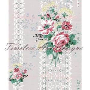 Vintage Tapete zum ausdrucken, digitaler Download, rosa Rosen & Spitze, Junk Journals, Papierhandwerk!
