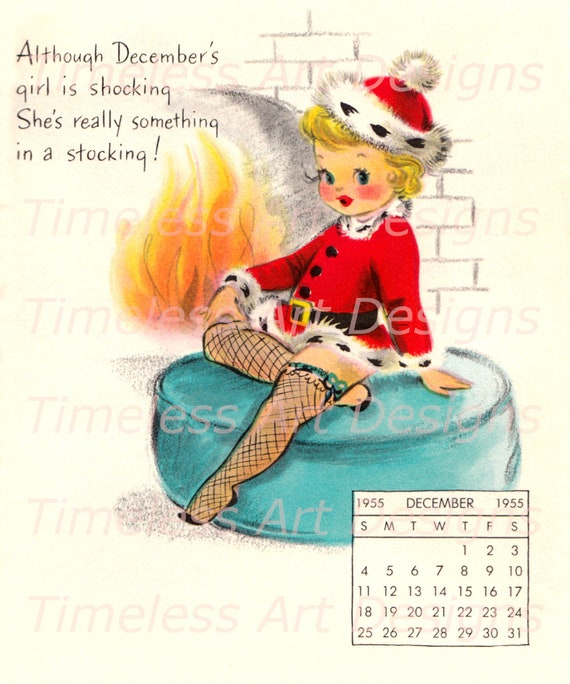 Digital Download Image, Beautiful Blond Pin up Girl in Santa Suit, Glowing  Fire, Vintage Retro December Calendar Page. Christmas Printable. - Etsy