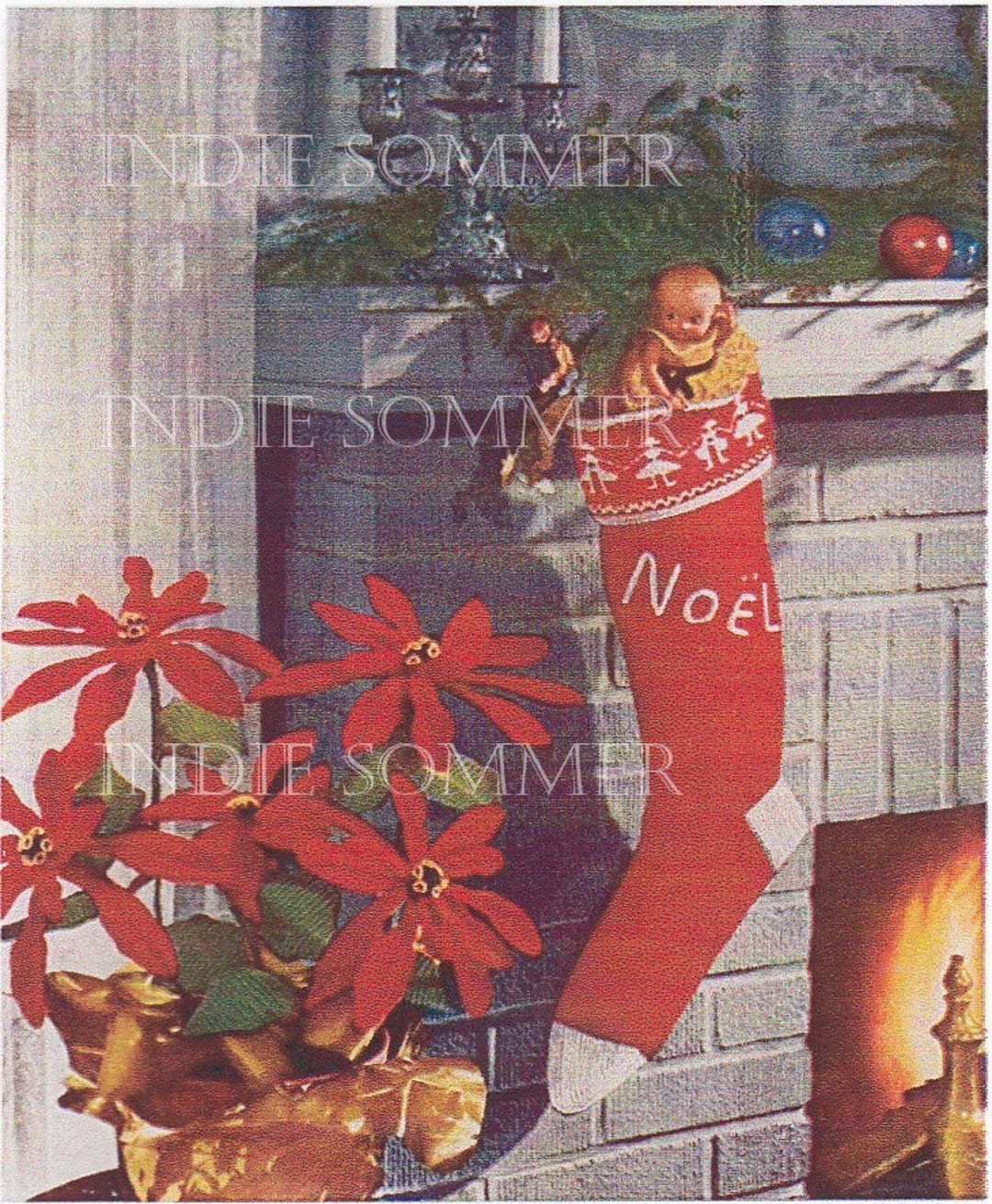 Vintage "noel" Christmas Stocking Knitting Pattern - PDF Digital ...