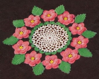Sale Digital download, Vintage Irish Rose And Leaf Doily Reproduction Crochet Pattern,  PDF Instant Download