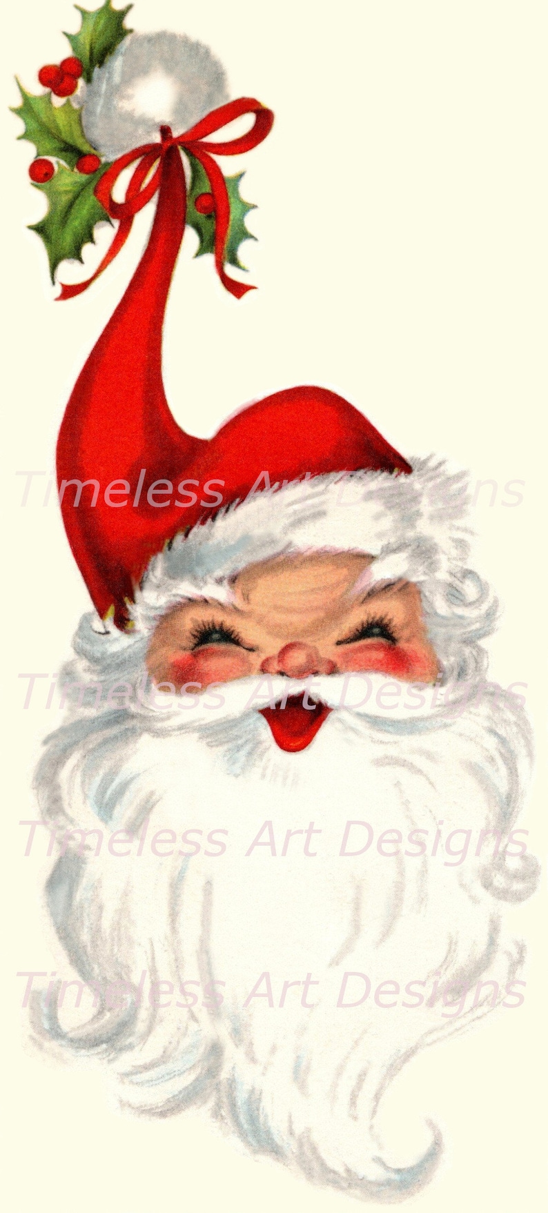 Smiling Santa Digital Download Of Jolly Santa Claus Face Vintage Christmas Card Happy Santa Face Printable!