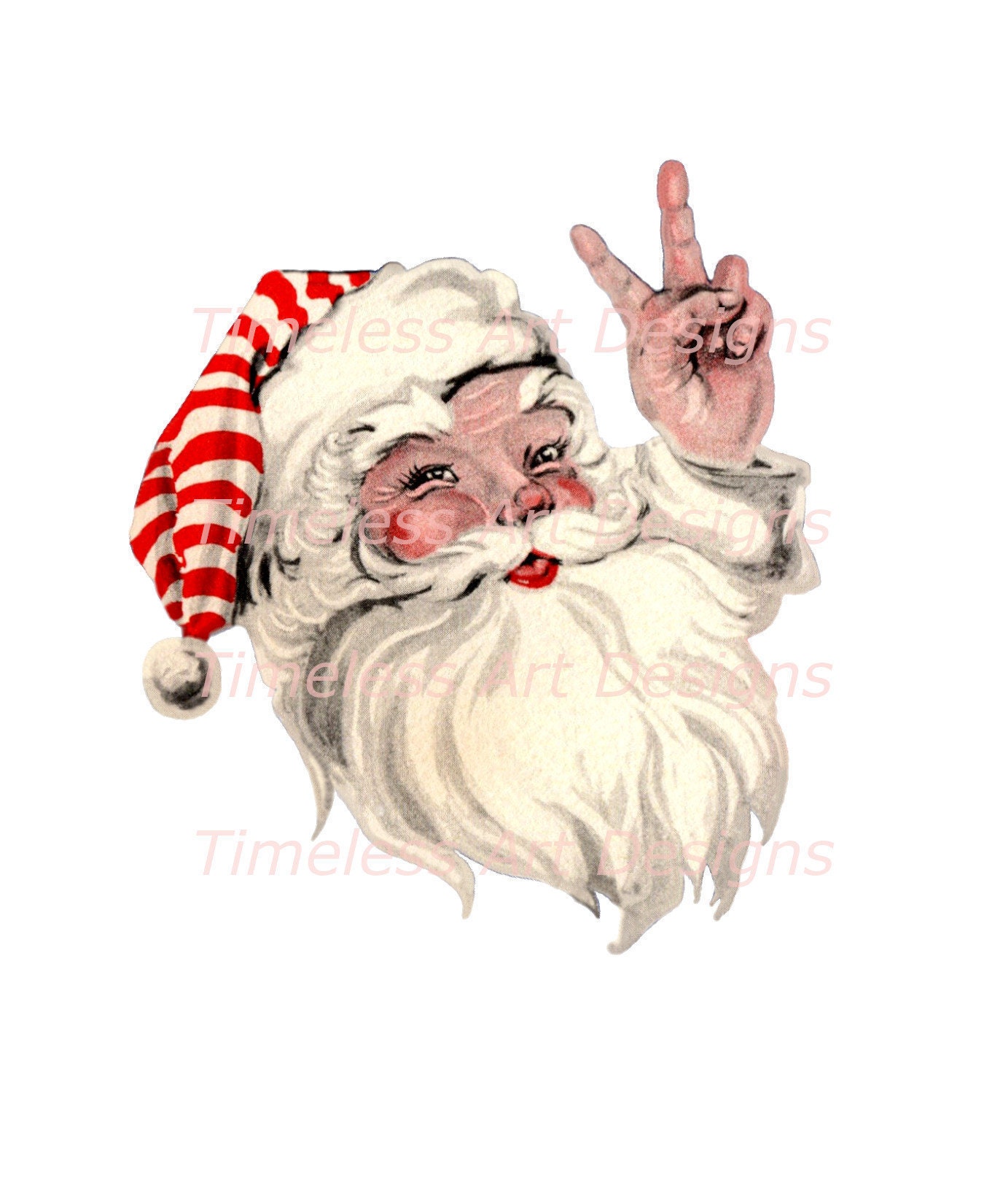 Digital Download Image Santa Claus Face Red Striped Hat - Etsy
